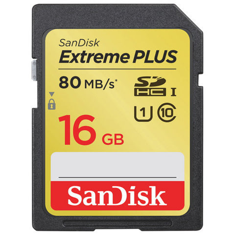 SanDisk Extreme Plus 16GB 80MB/s SDHC Class 10 UHS-I Memory Card